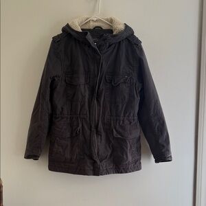 American Eagle Outfitters Dark Gray Hooded Jacket